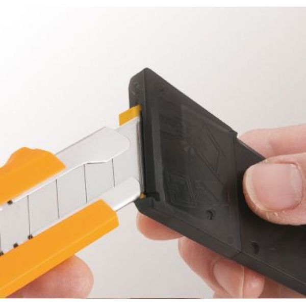 Cúter con bloqueo automático, contenedor/troceador de cuchillas incorporado en el mango y cuchilla d