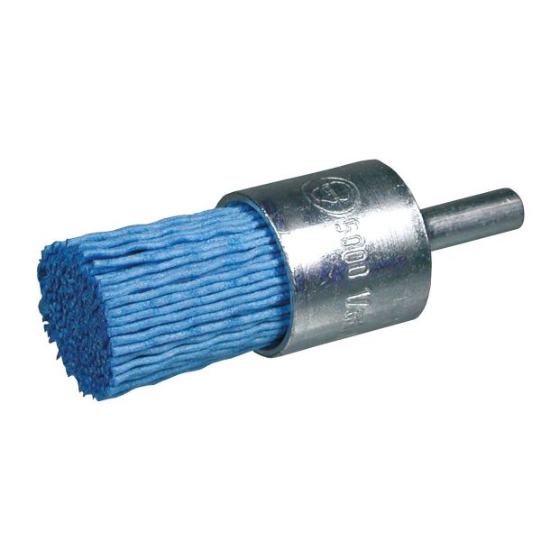 Cepillo pincel de filamento abrasivo con vástago de 6 mm Ø 0.90 mm y grano 180 azul (25x30)