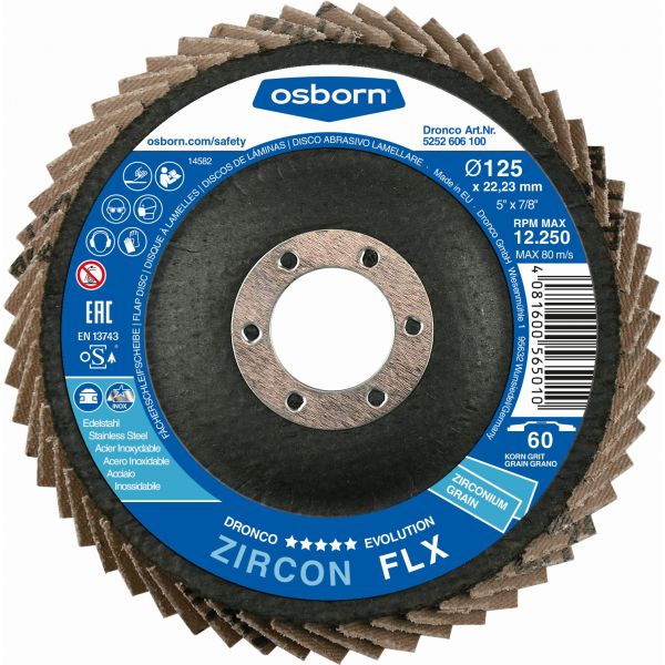 Disco de láminas abrasivo Zirconio ZIRCON FLX de 125 mm grano 80 y base plana