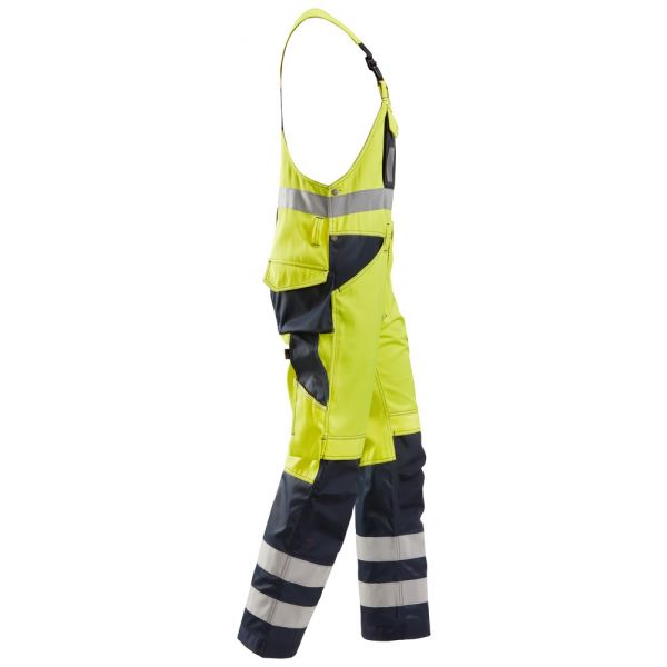 0113 Pantalones con peto y tirantes de alta visibilidad clase 2 amarillo-azul marino talla 108