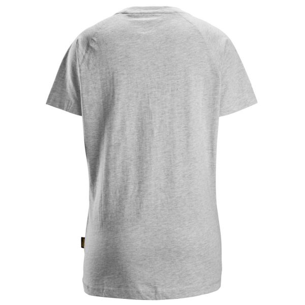 2597 Camiseta manga corta con logo para mujer gris jaspeado talla L