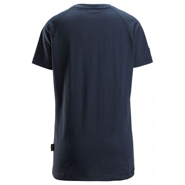 2597 Camiseta manga corta con logo para mujer azul marino jaspeado talla S