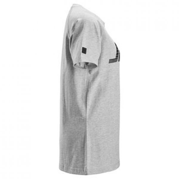 2597 Camiseta manga corta con logo para mujer gris jaspeado talla S