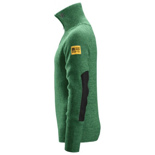 2905 Jersey de lana con media cremallera verde forestal talla XS