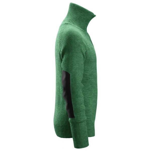 2905 Jersey de lana con media cremallera verde forestal talla S