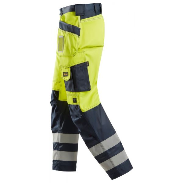 3233 Pantalones largos de trabajo de alta visibilidad clase 2 con bolsillos flotantes amarillo-azul