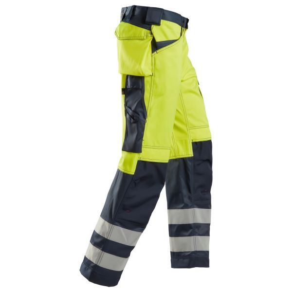 3233 Pantalones largos de trabajo de alta visibilidad clase 2 con bolsillos flotantes amarillo-azul
