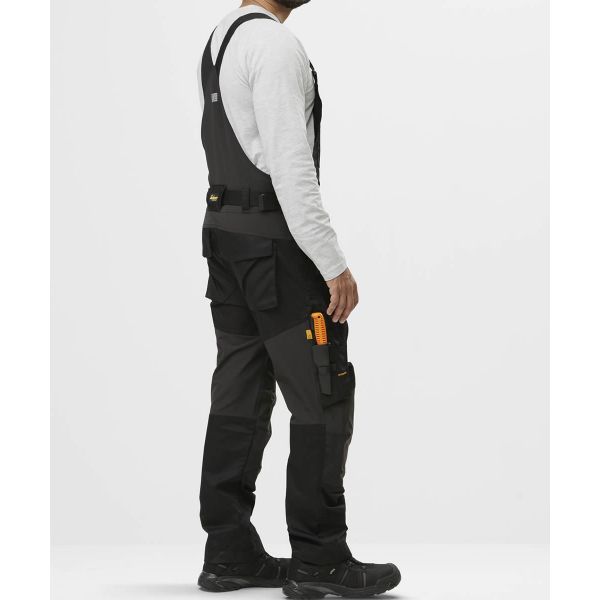 6051 Pantalones elástcos con peto y tirantes AllroundWork gris acero-negro talla 50
