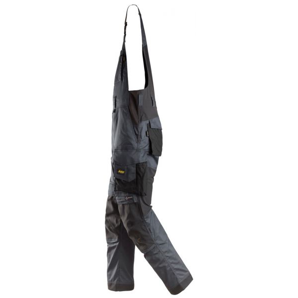 6051 Pantalones elástcos con peto y tirantes AllroundWork gris acero-negro talla 104