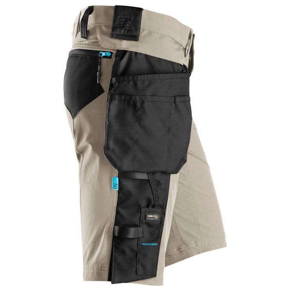 6108 Pantalones cortos de trabajo + bolsillos flotantes desmontables beige-negro talla 48