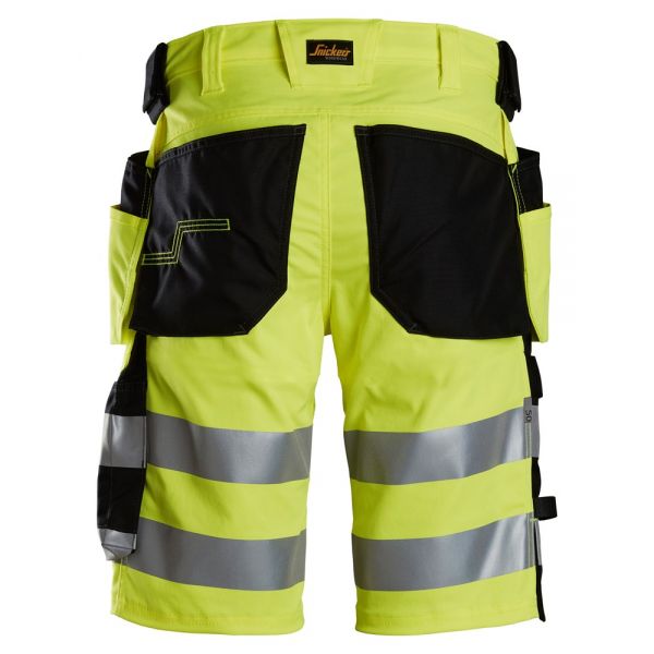 6135 Pantalones cortos de trabajo elásticos de alta visibilidad clase 1 con bolsillos flotantes amar