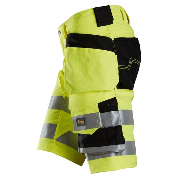6135 Pantalones cortos de trabajo elásticos de alta visibilidad clase 1 con bolsillos flotantes amar