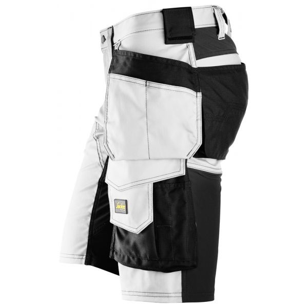 6141 Pantalones cortos de trabajo elásticos con bolsillos flotantes AllroundWork blanco-negro talla