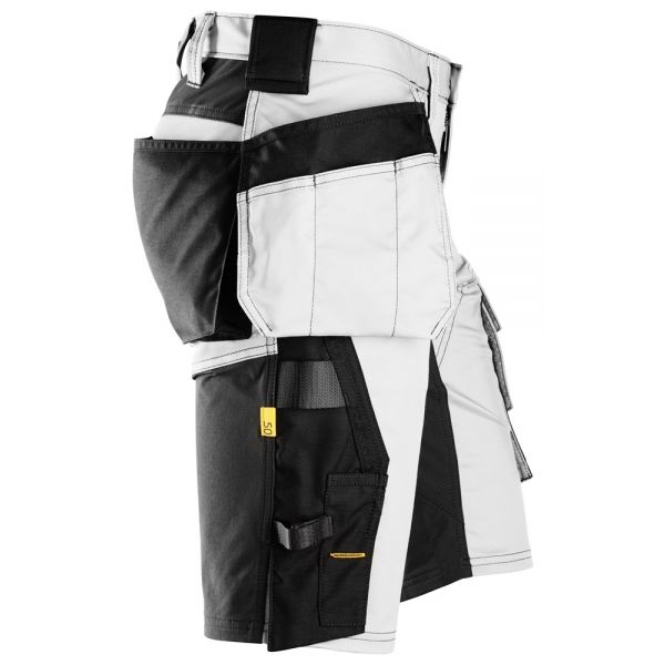 6141 Pantalones cortos de trabajo elásticos con bolsillos flotantes AllroundWork blanco-negro talla