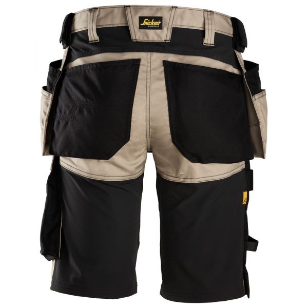 6141 Pantalones cortos de trabajo elásticos con bolsillos flotantes AllroundWork beige-negro talla 4