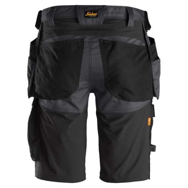 Pantalones cortos elásticos AllroundWork + Bolsillos Flotantes Gris Acero-Negro talla 44