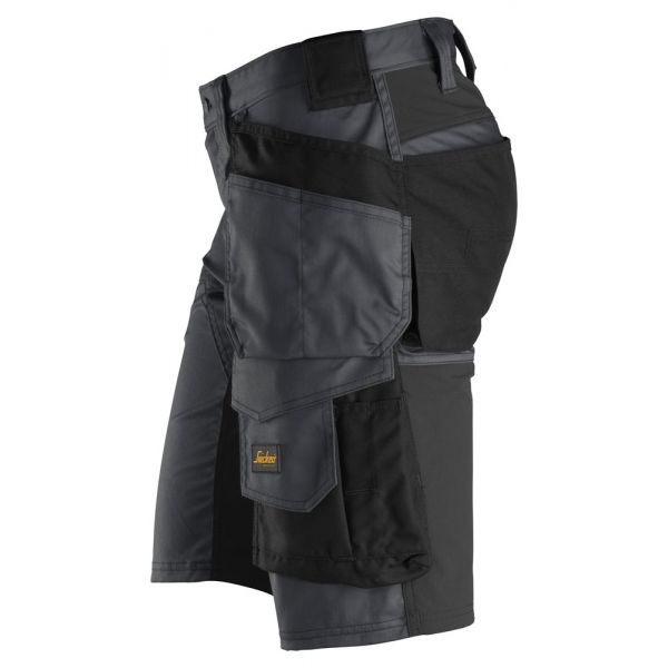 Pantalones cortos elásticos AllroundWork + Bolsillos Flotantes Gris Acero-Negro talla 52