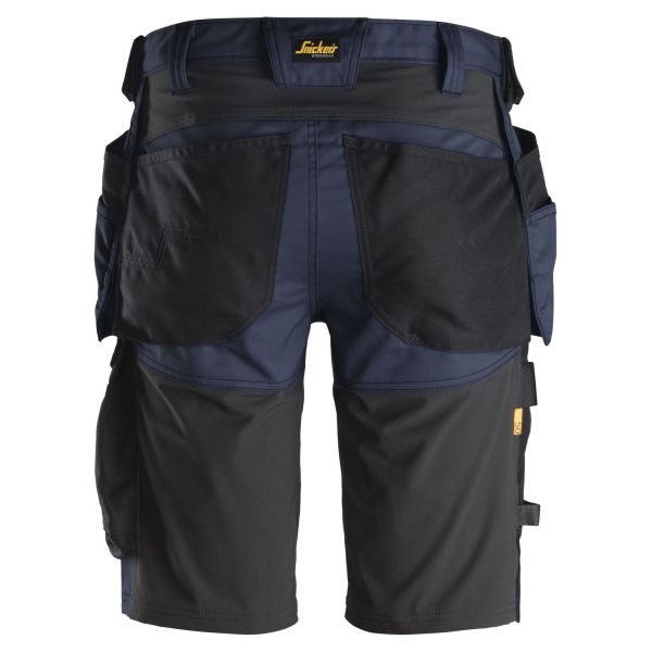 Pantalones cortos elásticos AllroundWork + Bolsillos Flotantes Azul Marino-Negro talla 44