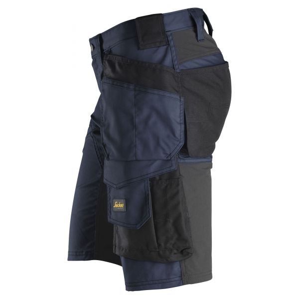 Pantalones cortos elásticos AllroundWork + Bolsillos Flotantes Azul Marino-Negro talla 44