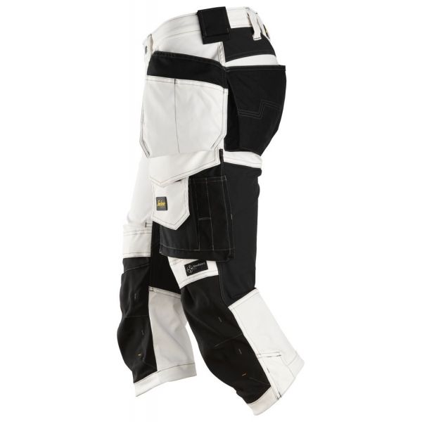 Pantalon pirata elasticos AllroundWork con bolsillos flotantes blanco-negro talla 060