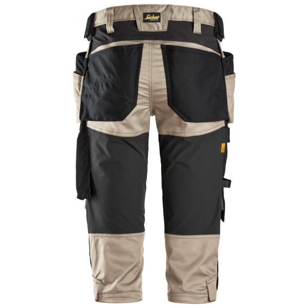 6142 Pantalones pirata de trabajo elasticos con bolsillos flotantes AllroundWork beige-negro talla 6