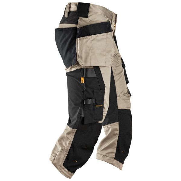 6142 Pantalones pirata de trabajo elasticos con bolsillos flotantes AllroundWork beige-negro talla 5