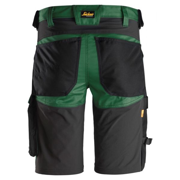 6143 Pantalones cortos de trabajo elásticos AllroundWork verde forestal-negro talla 48