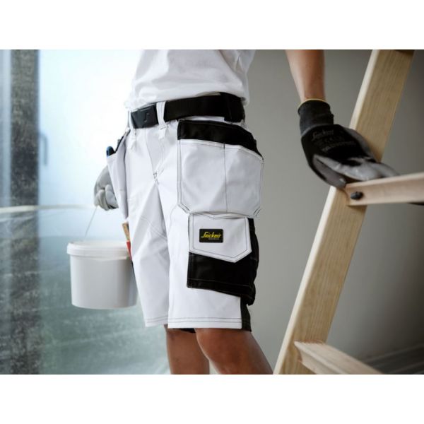 6147 Pantalones cortos de trabajo elásticos para mujer con bolsillos flotantes AllroundWork blanco-n