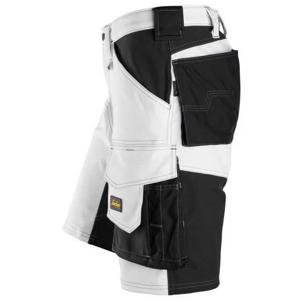 6153 Pantalones cortos de trabajo elásticos de ajuste holgado AllroundWork blanco-negro talla 56