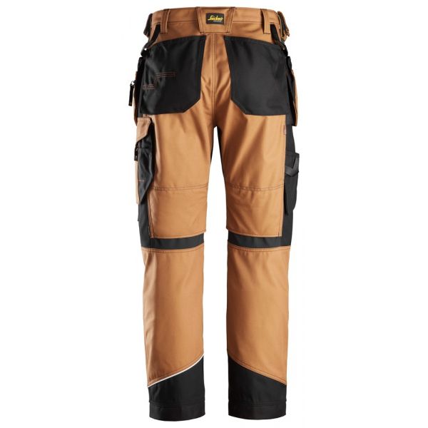 6214 Pantalones largos de trabajo con bolsillos flotantes Canvas+ RuffWork marron-negro talla 150