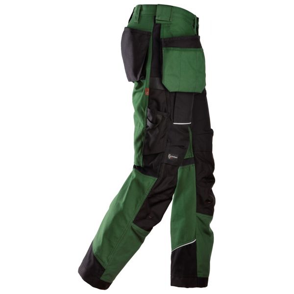 6214 Pantalones largos de trabajo con bolsillos flotantes Canvas+ RuffWork verde forestal-negro tall