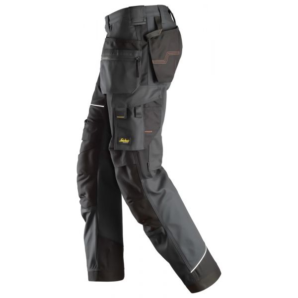 6214 Pantalones largos de trabajo con bolsillos flotantes Canvas+ RuffWork gris acero-negro talla 16