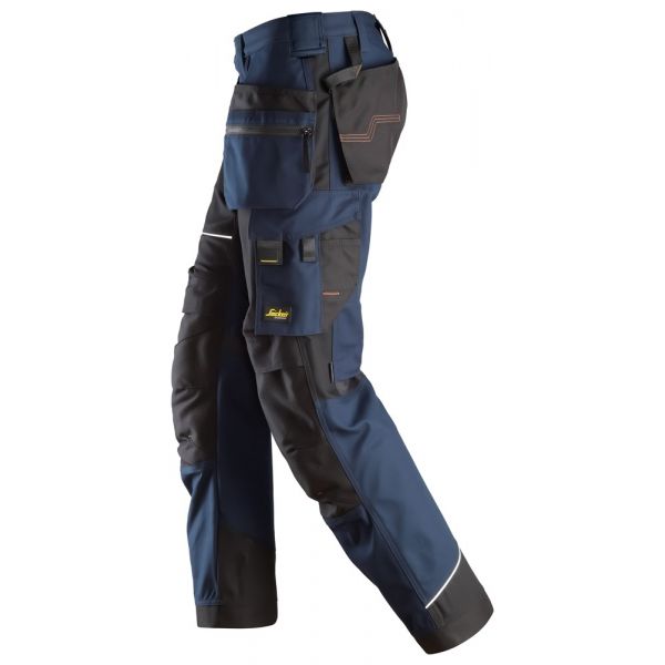 6214 Pantalones largos de trabajo con bolsillos flotantes Canvas+ RuffWork azul marino-negro talla 2