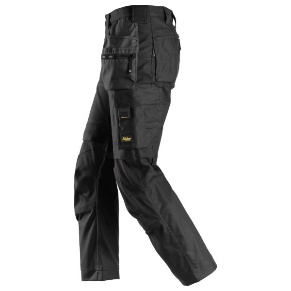 6224 Pantalones largos de trabajo elásticos con bolsillos flotantes Canvas+ AllroundWork negro talla
