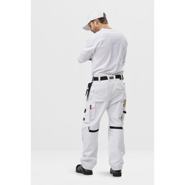 6224 Pantalones largos de trabajo elásticos con bolsillos flotantes Canvas+ AllroundWork blanco tall