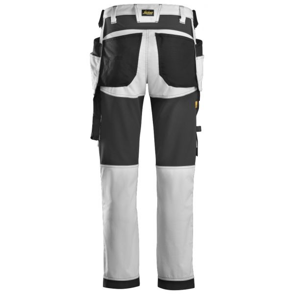 6241 Pantalones largos de trabajo elásticos con bolsillos flotantes AllroundWork blanco-negro talla