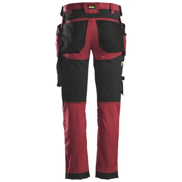 6241 Pantalones largos de trabajo elásticos con bolsillos flotantes AllroundWork rojo-negro talla 11