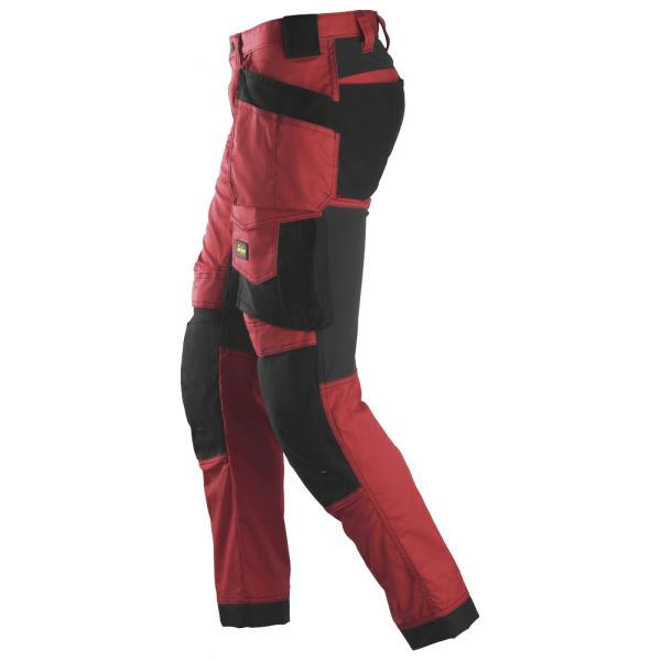 6241 Pantalones largos de trabajo elásticos con bolsillos flotantes AllroundWork rojo-negro talla 10
