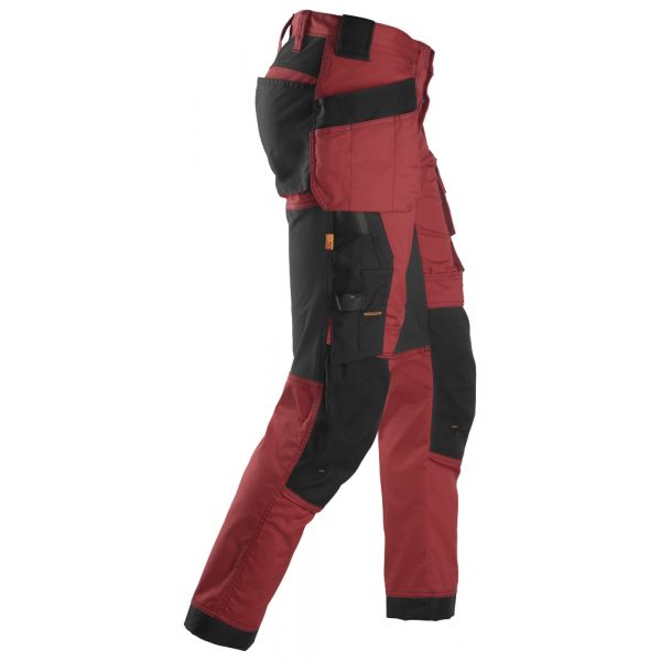 6241 Pantalones largos de trabajo elásticos con bolsillos flotantes AllroundWork rojo-negro talla 60