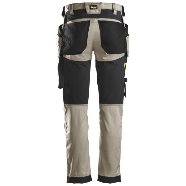 6241 Pantalones largos de trabajo elásticos con bolsillos flotantes AllroundWork beige-negro talla 1