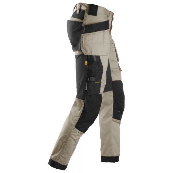 6241 Pantalones largos de trabajo elásticos con bolsillos flotantes AllroundWork beige-negro talla 9
