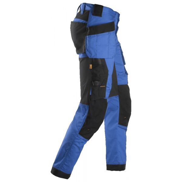Pantalón elástico AllroundWork con bolsillos flotantes Azul verdadero-Negro talla 250