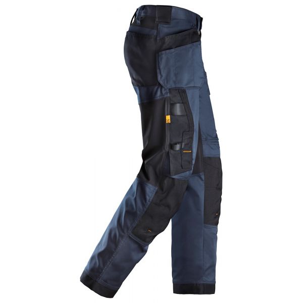 Pantalon elastico ajuste holgado AllroundWork bolsillos flotantes azul marino-negro talla 200