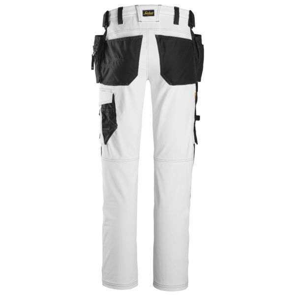6271 Pantalones largos de trabajo elásticos completos con bolsillos flotantes AllroundWork blanco-ne