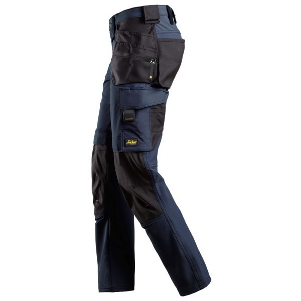 Pantalon elastico AllroundWork bolsillos flotantes azul marino-negro talla 200