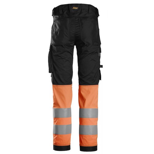6334 Pantalones largos de trabajo elásticos de alta visibilidad clase 1 negro-naranja talla 88
