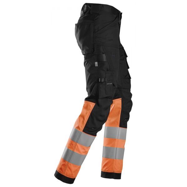 6334 Pantalones largos de trabajo elásticos de alta visibilidad clase 1 negro-naranja talla 158