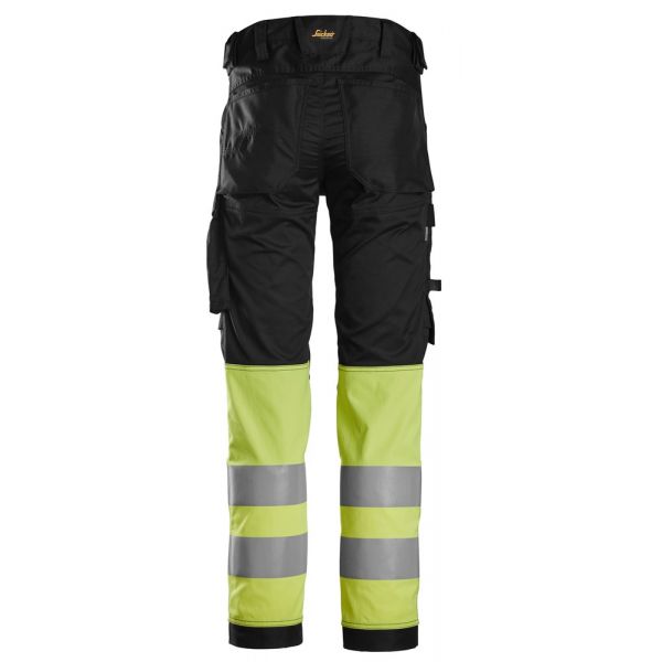 6334 Pantalones largos de trabajo elásticos de alta visibilidad clase 1 negro-amarillo talla 250