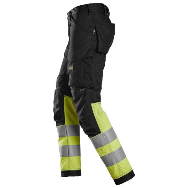 6334 Pantalones largos de trabajo elásticos de alta visibilidad clase 1 negro-amarillo talla 44