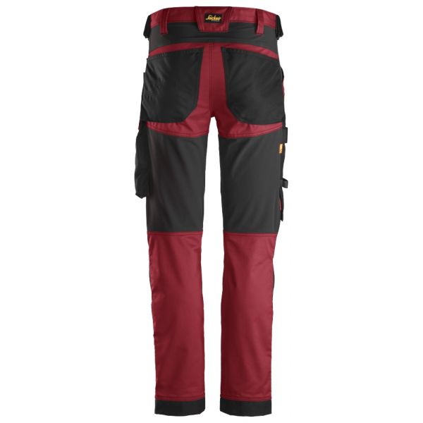 6341 Pantalones largos de trabajo elásticos AllroundWork rojo-negro talla 160